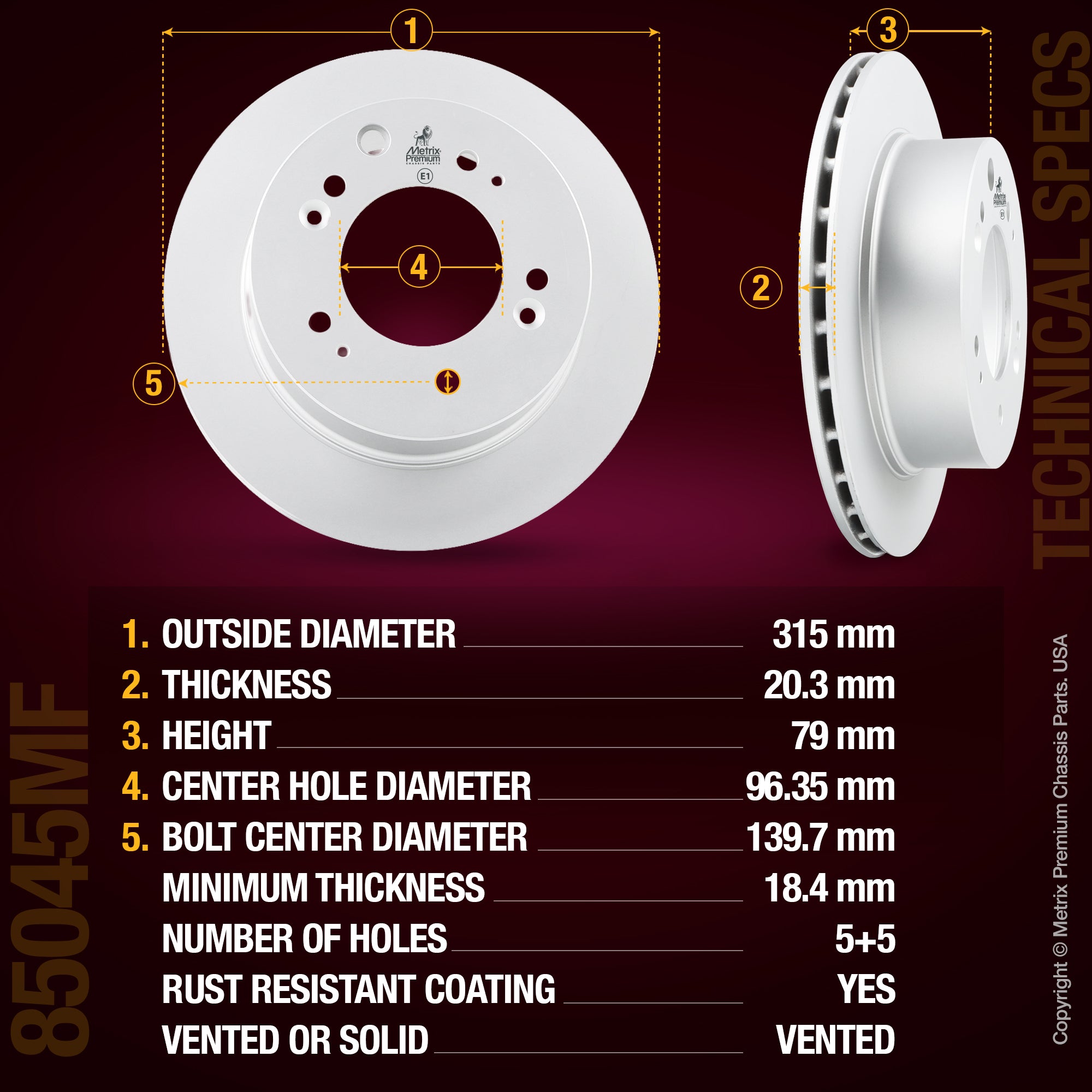 Metrix Premium Rear Disc Brake Rotor Kit 92247MT aftermarket car parts