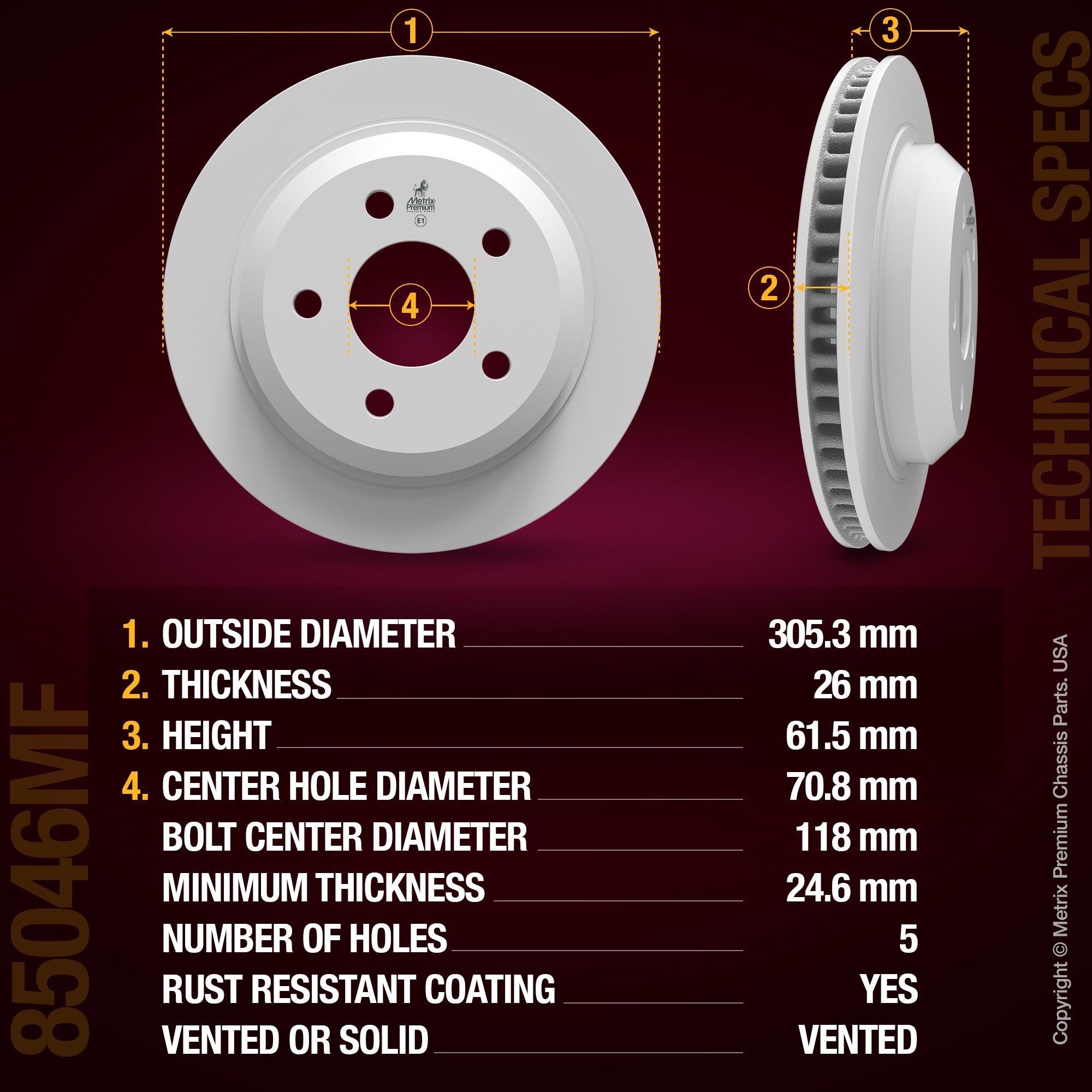 Metrix Premium Chassis Parts Rear Disc Brake Rotor Kit 91753MT OEM fit auto parts