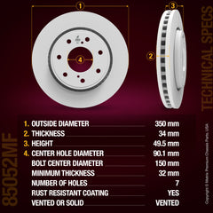 Metrix Premium Chassis Parts 2 PC Front Disc Brake Rotor Kit 91749MT aftermarket car parts