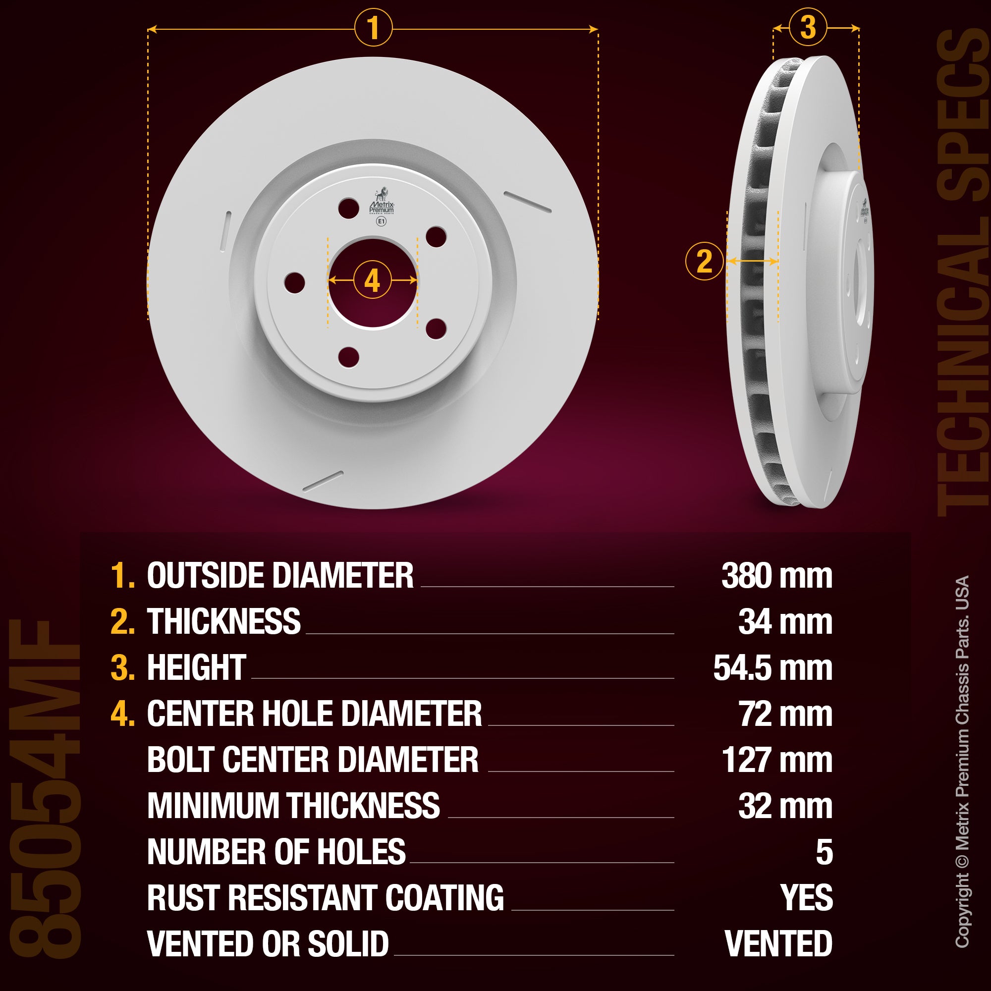 Metrix Premium Chassis Parts 2 PC Front Disc Brake Rotor Kit 91747MT aftermarket car parts