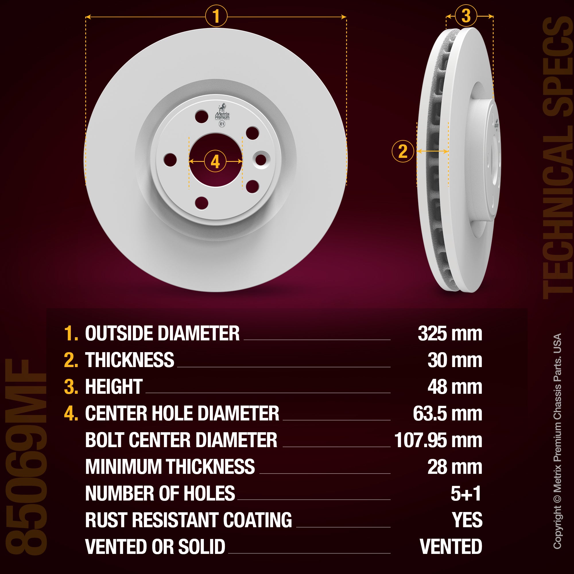Metrix Premium Chassis Parts Front Disc Brake Rotor Kit 91734MT OEM fit auto parts