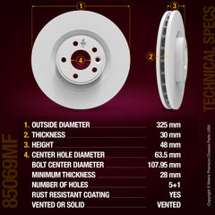 Metrix Premium Chassis Parts Front Disc Brake Rotor Kit 91734MT OEM fit auto parts