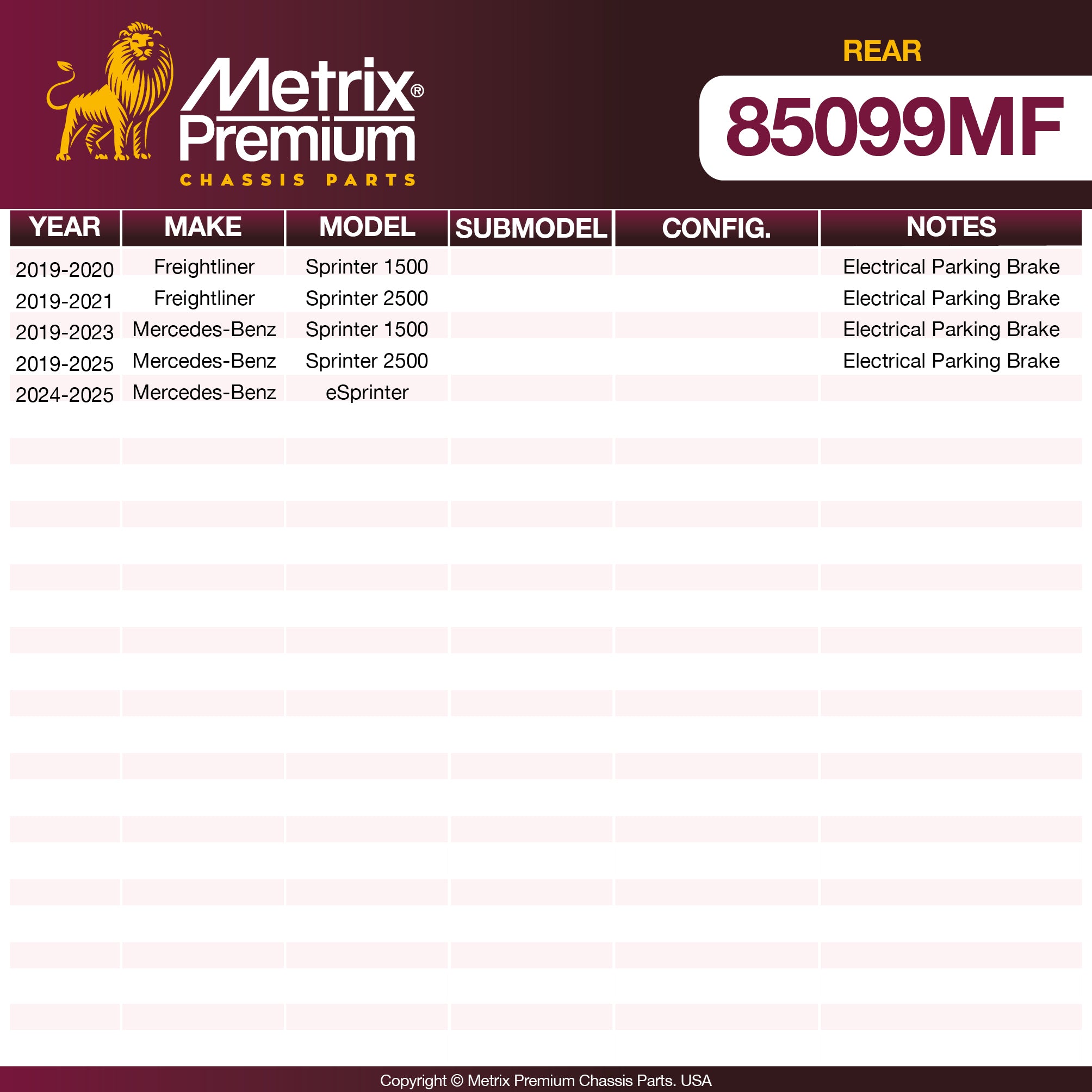 Metrix Premium Chassis Parts Rear Disc Brake Rotor 85099MF aftermarket car parts