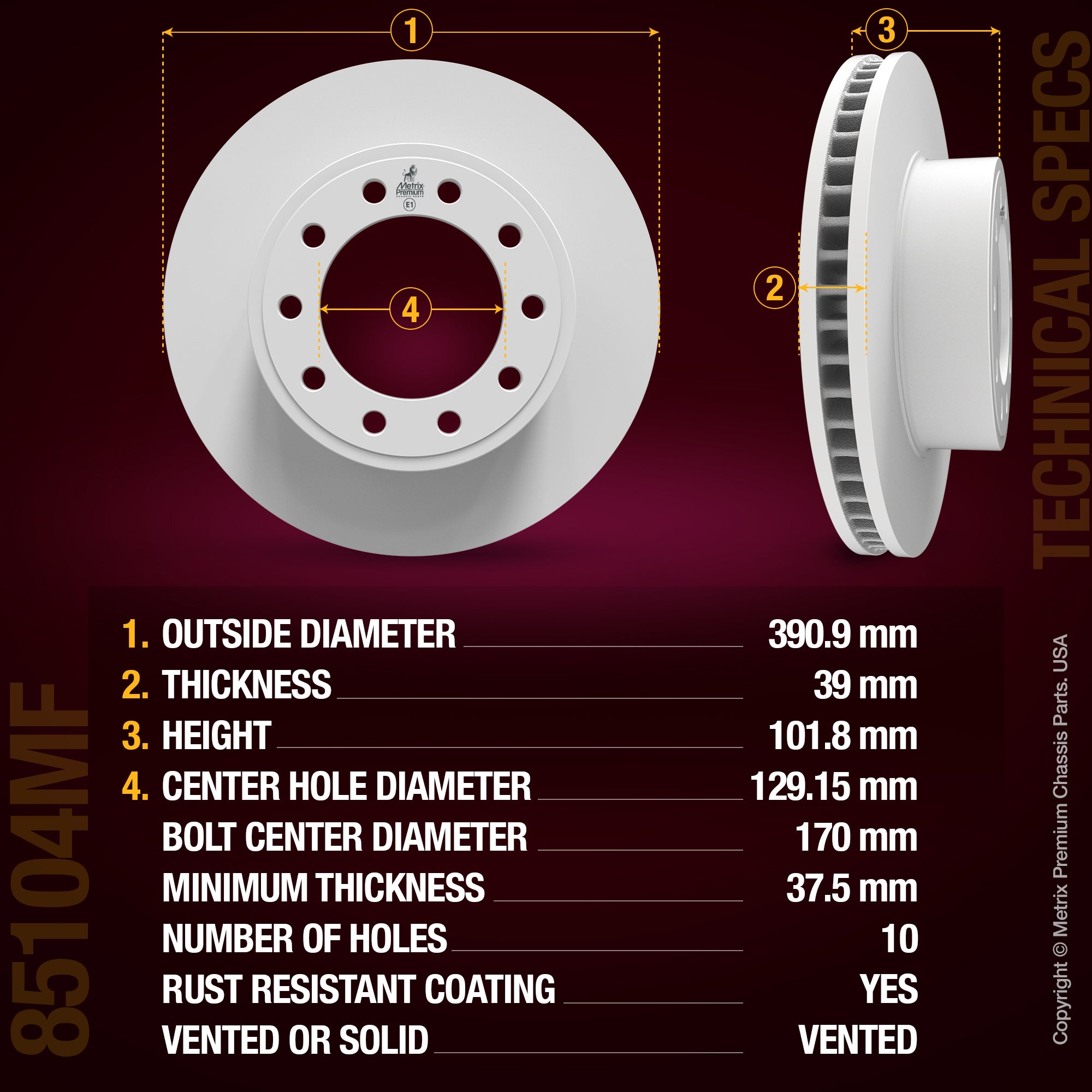 Metrix Premium Front Disc Brake Rotor Kit 92246MT aftermarket car parts