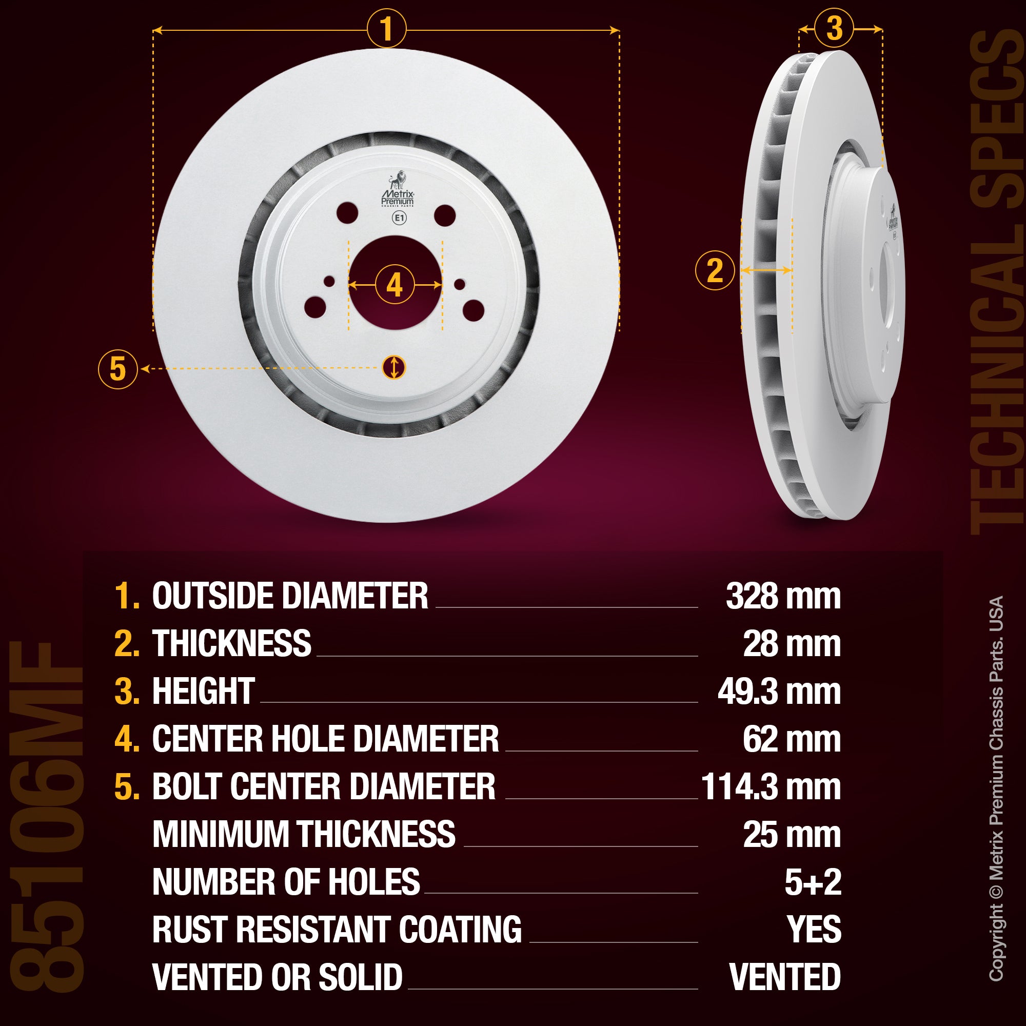 Metrix Premium Front Disc Brake Rotor 85106MF aftermarket car parts