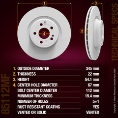 Metrix Premium Chassis Parts Rear Disc Brake Rotor Kit 91711MT OEM fit auto parts