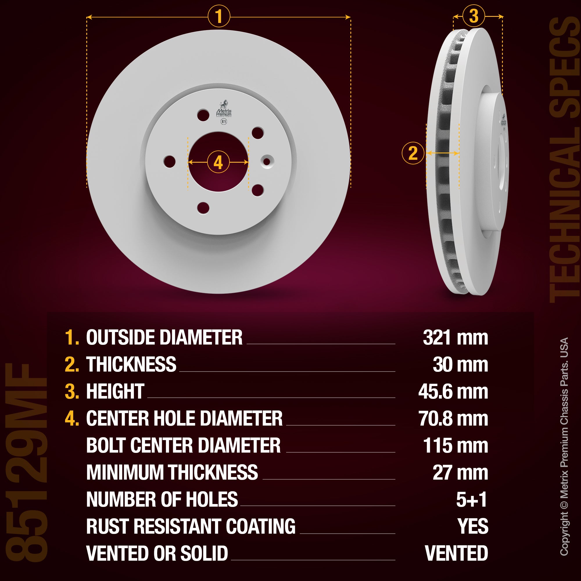 Metrix Premium Chassis Parts Front Disc Brake Rotor Kit 91701MT OEM fit auto parts