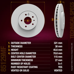 Metrix Premium Chassis Parts Front Disc Brake Rotor Kit 91701MT OEM fit auto parts