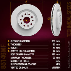 Metrix Premium Chassis Parts Rear Disc Brake Rotor 85146MF OEM fit auto parts