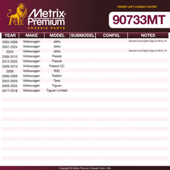 Metrix Premium Chassis Parts Front Left & Right Outer Tie Rod End Kit 90733MT aftermarket car parts