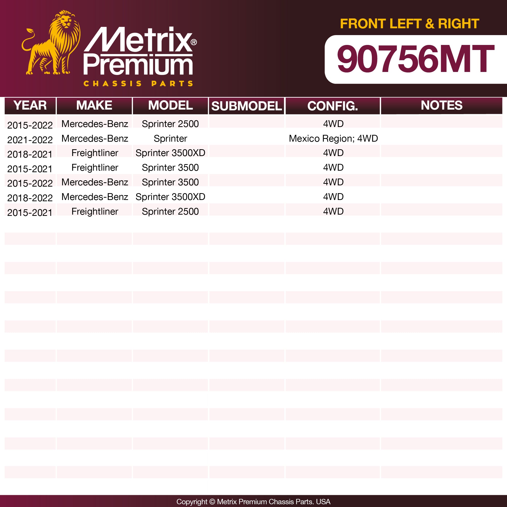 Metrix Premium Chassis Parts Front Left & Right Stabilizer Bar Link Kit 90756MT OEM fit auto parts