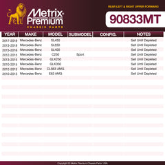 Metrix Premium Chassis Parts Rear Left & Right Upper Forward Control Arm Kit 90833MT OEM fit auto parts