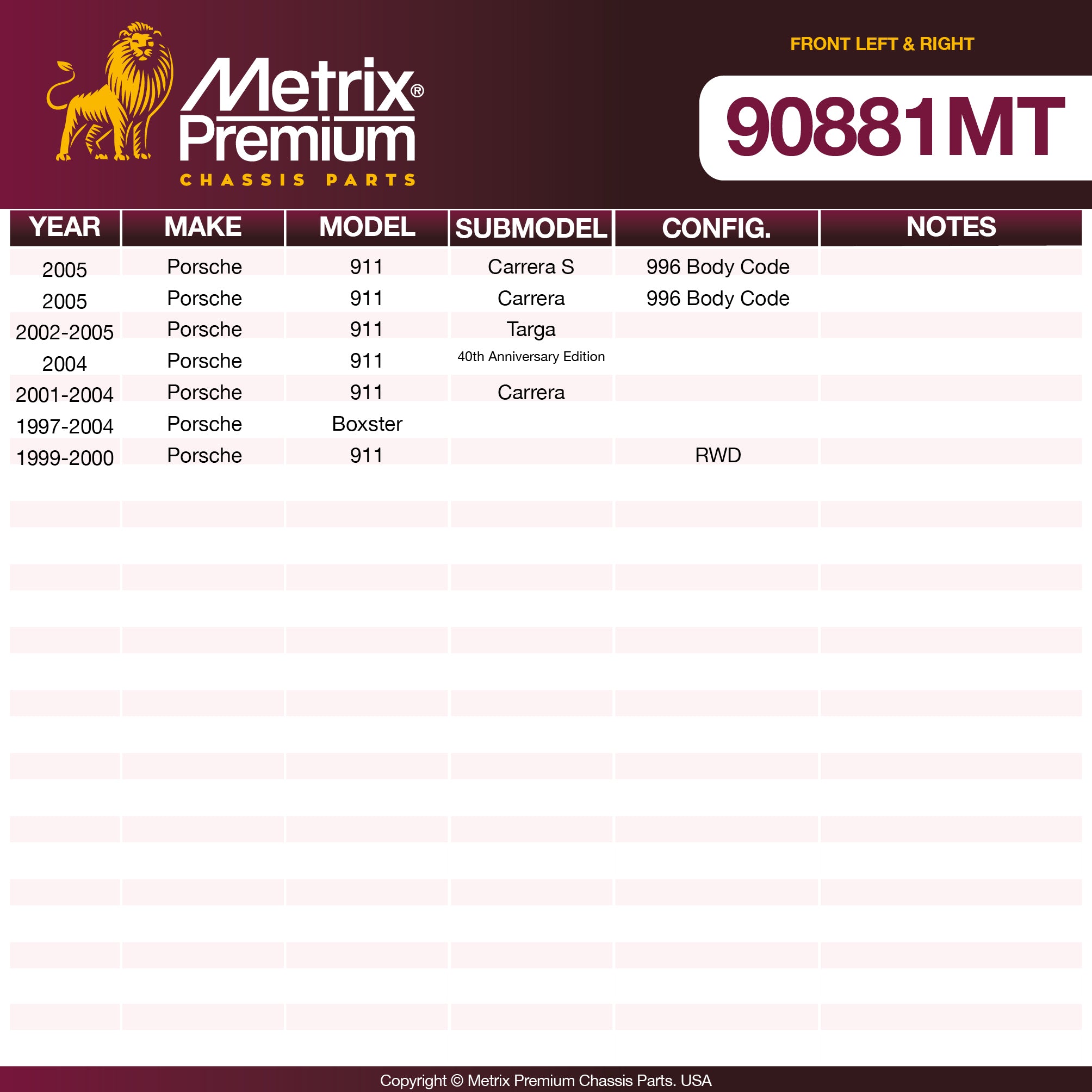 Metrix Premium Chassis Parts Front Left & Right Stabilizer Bar Link Kit 90881MT OEM fit auto parts