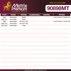 Metrix Premium Chassis Parts Front Left & Right Inner Tie Rod End Kit 90898MT OEM fit auto parts