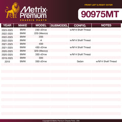 Metrix Premium Chassis Parts Front Left & Right Outer Tie Rod End Kit 90975MT OEM fit auto parts