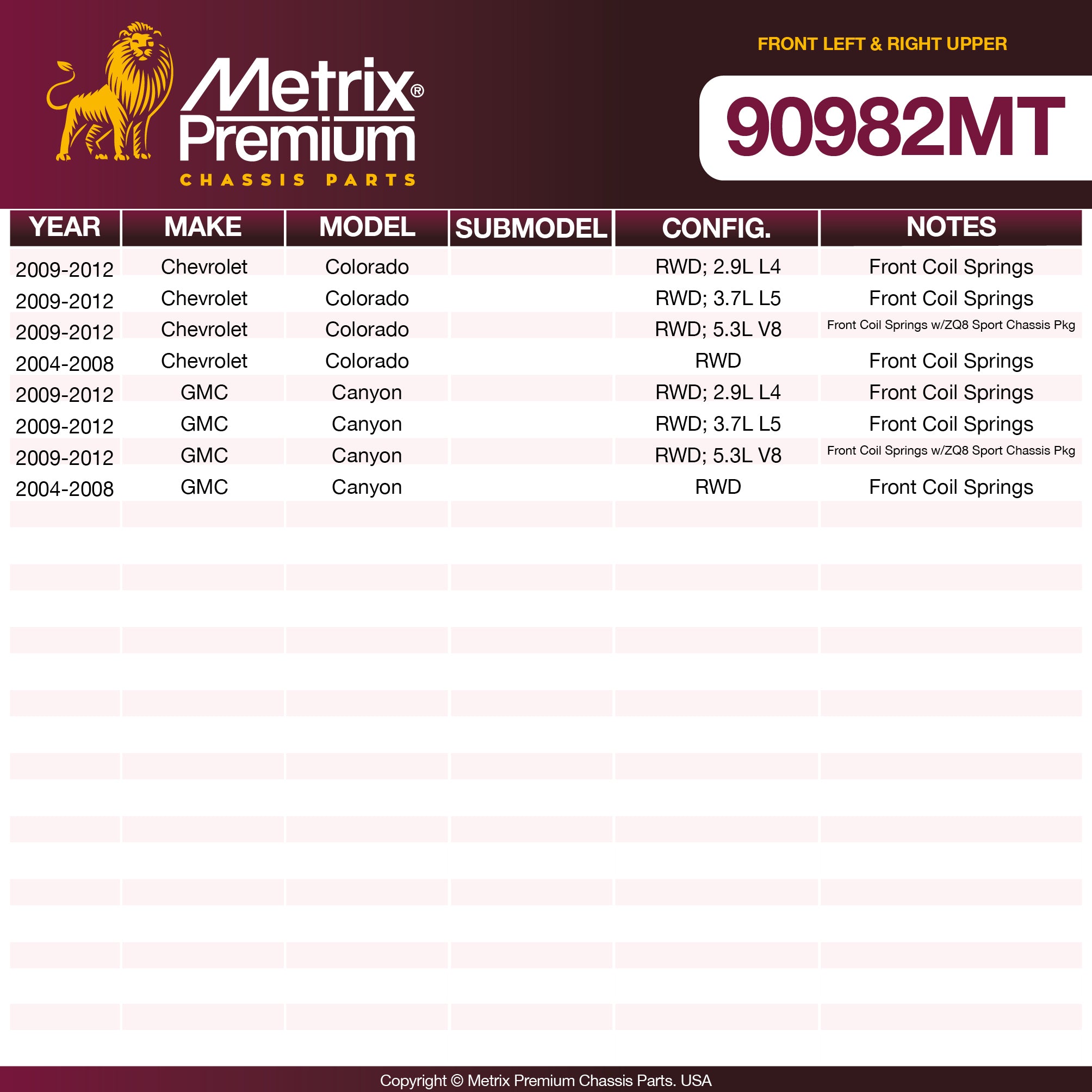 Metrix Premium Chassis Parts Front Left & Right Upper Control Arm and Ball Joint Assembly Kit 90982MT OEM fit auto parts