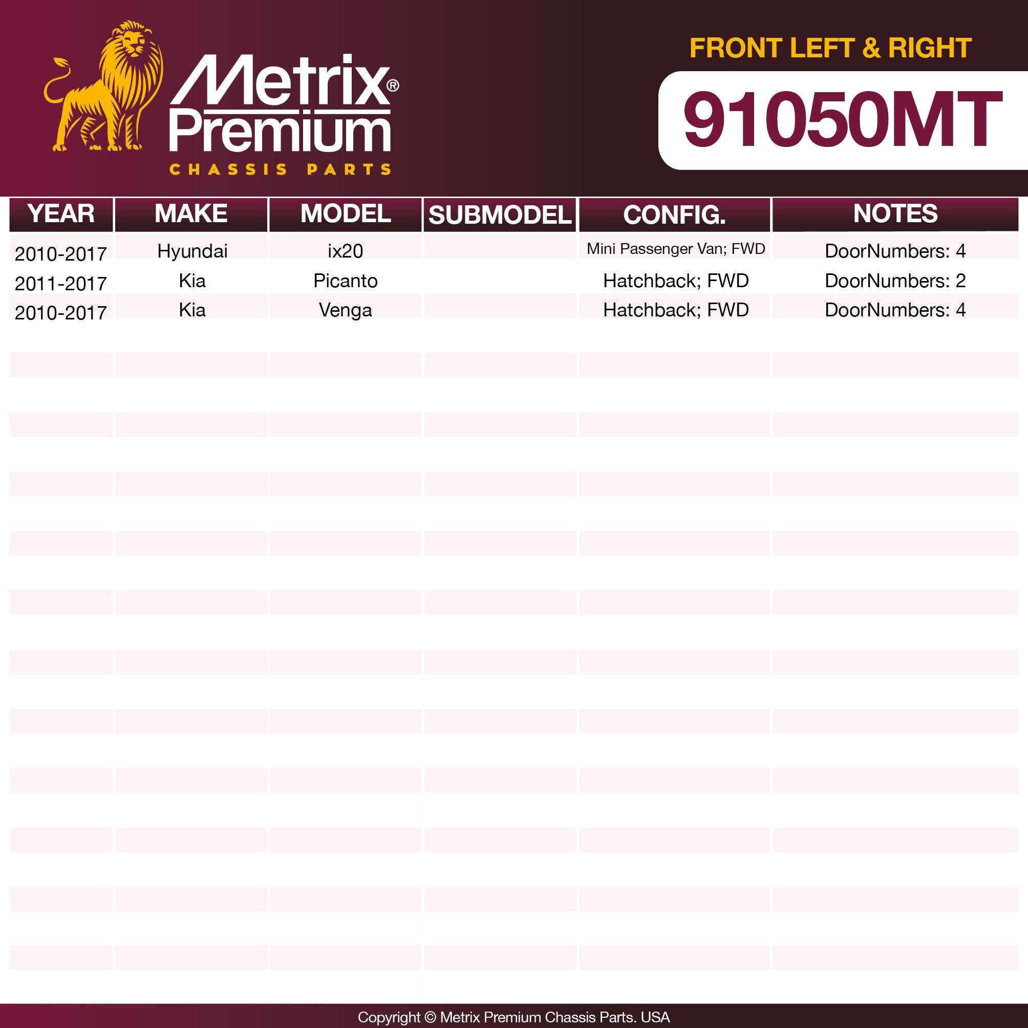 Metrix Premium Chassis Parts Front Left & Right Stabilizer Bar Link Kit 91050MT OEM fit auto parts