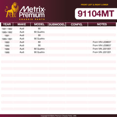Metrix Premium Chassis Parts Front Left & Right Lower Ball Joint Kit 91104MT OEM fit auto parts