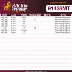 Metrix Premium Chassis Parts 2 PC Front Left & Right Outer Tie Rod End Kit 91428MT aftermarket car parts