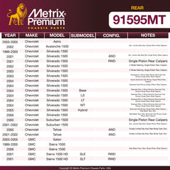 Metrix Premium Chassis Parts Rear Brake Kit 91595MT OEM fit auto parts