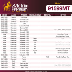 Metrix Premium Chassis Parts Front Brake Kit 91599MT OEM fit auto parts