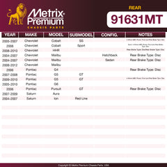 Metrix Premium Chassis Parts Rear Brake Kit 91631MT OEM fit auto parts