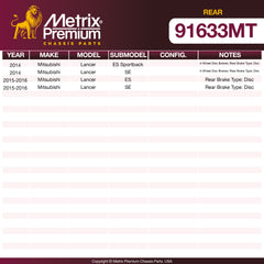 Metrix Premium Chassis Parts Rear Brake Kit 91633MT aftermarket car parts
