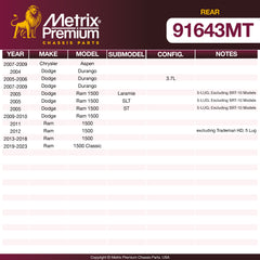 Metrix Premium Chassis Parts Rear Brake Kit 91643MT OEM fit auto parts