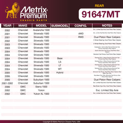 Metrix Premium Chassis Parts Rear Brake Kit 91647MT OEM fit auto parts
