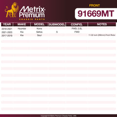 Metrix Premium Chassis Parts Front Brake Kit 91669MT OEM fit auto parts