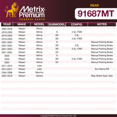 Metrix Premium Chassis Parts Rear Brake Kit 91687MT OEM fit auto parts