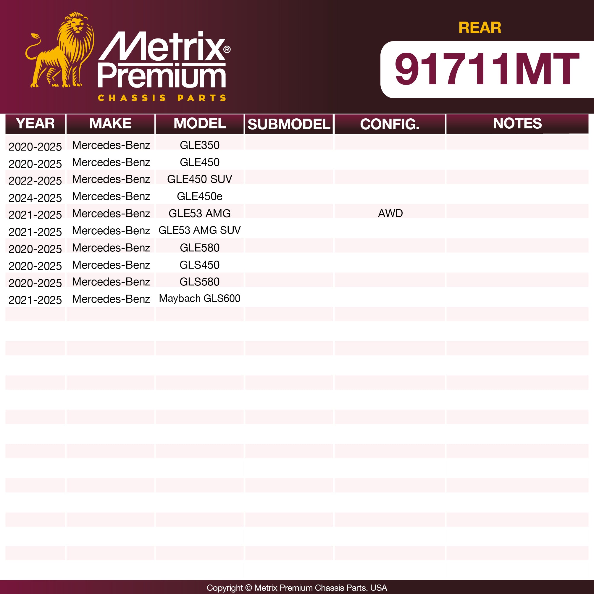 Metrix Premium Chassis Parts Rear Disc Brake Rotor Kit 91711MT aftermarket car parts
