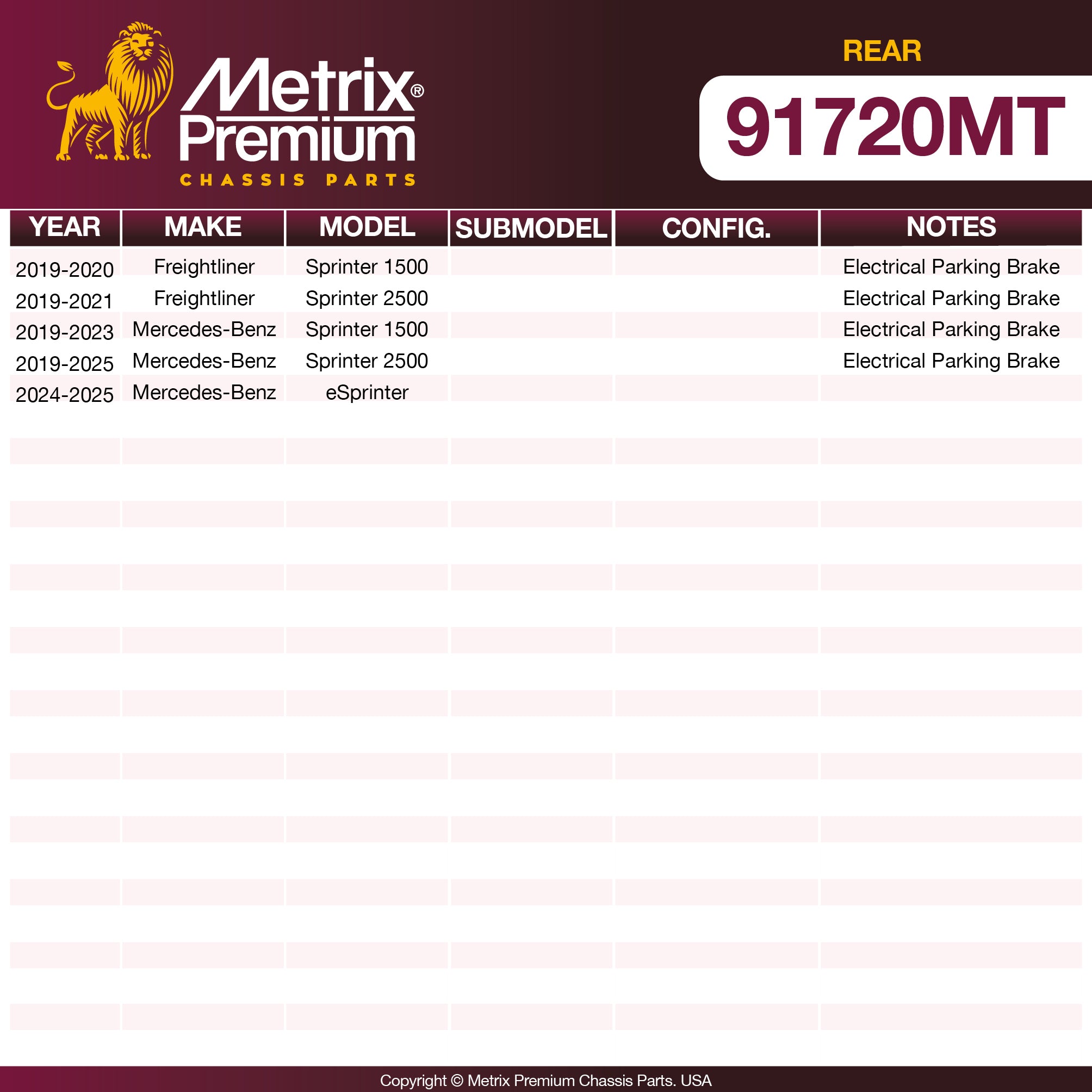 Metrix Premium Chassis Parts Rear Disc Brake Rotor Kit 91720MT aftermarket car parts
