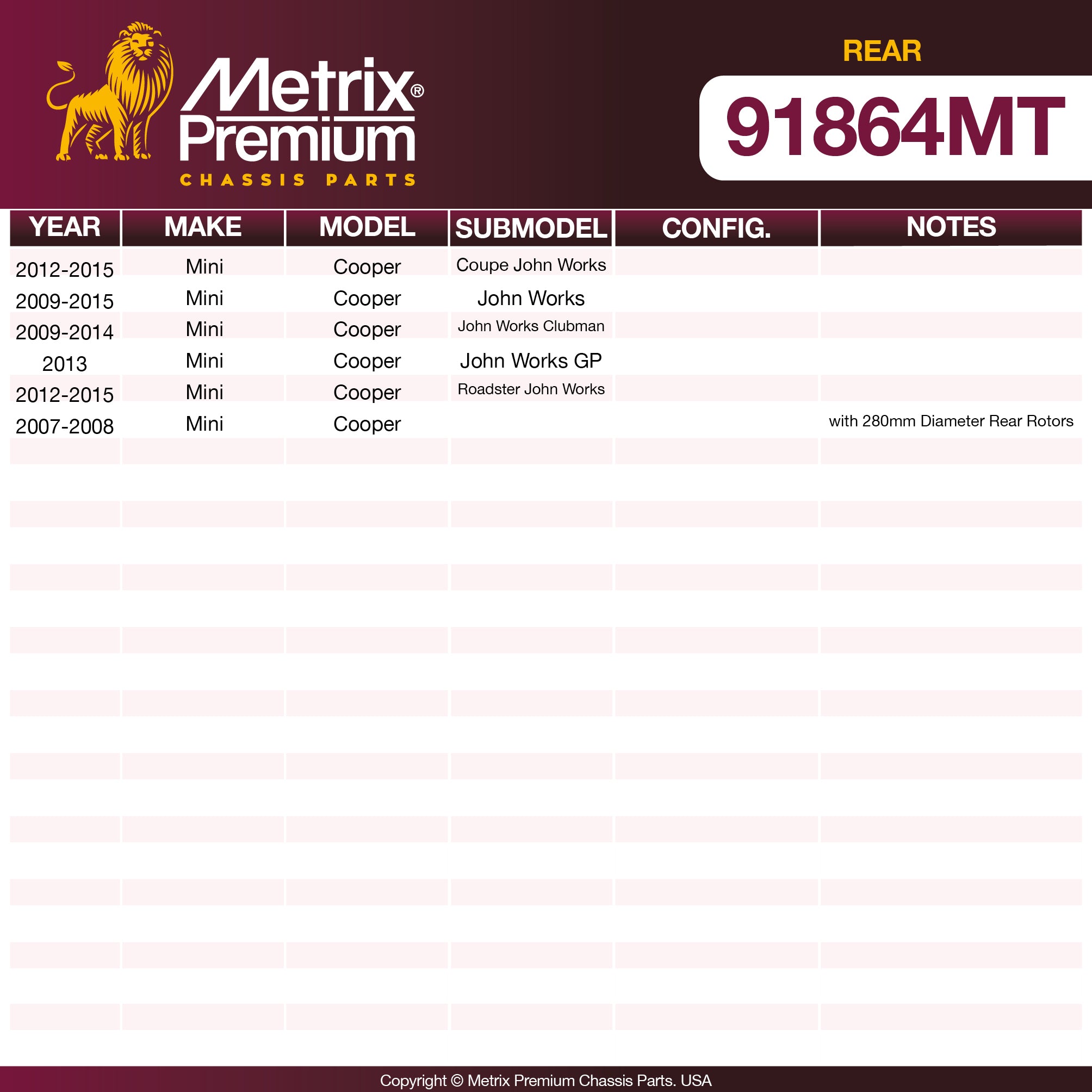 Metrix Premium Chassis Parts <p><strong>WHAT'S IN THE KIT:</strong></p>
<ul>
  <li>2x Rear Disc Brake Rotor 980748FZN</li>
</ul> suspension steering brake parts