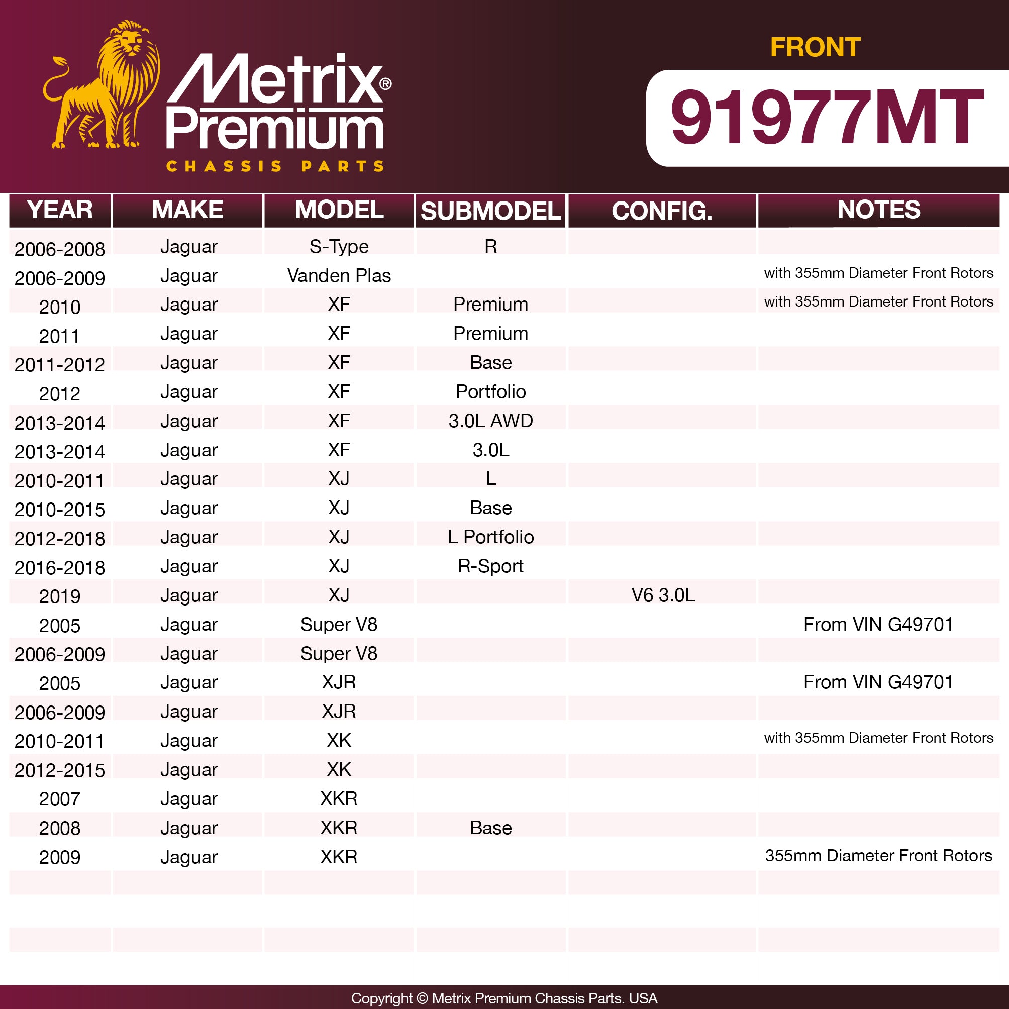 Metrix Premium Chassis Parts Front Disc Brake Rotor Kit 91977MT aftermarket car parts