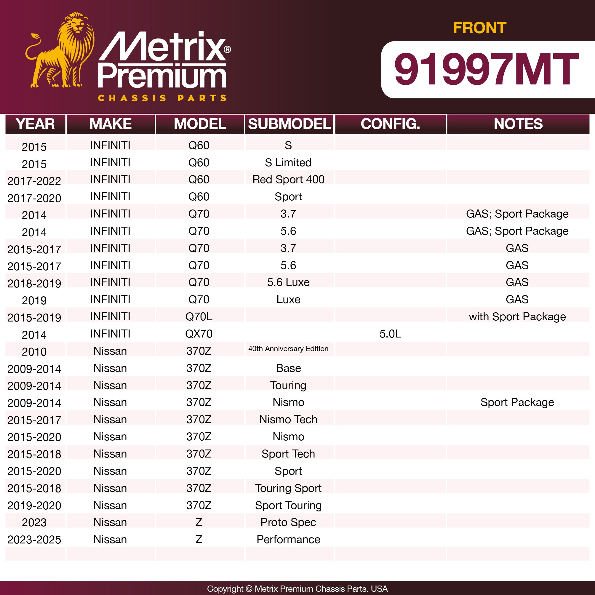 Metrix Premium Chassis Parts Front Disc Brake Rotor Kit 91997MT suspension steering brake parts