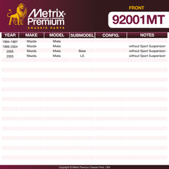 Metrix Premium Chassis Parts Front Disc Brake Rotor Kit 92001MT aftermarket car parts
