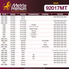 Metrix Premium Chassis Parts Rear Disc Brake Rotor Kit 92017MT aftermarket car parts
