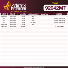 Metrix Premium Chassis Parts Front Disc Brake Rotor Kit 92042MT aftermarket car parts
