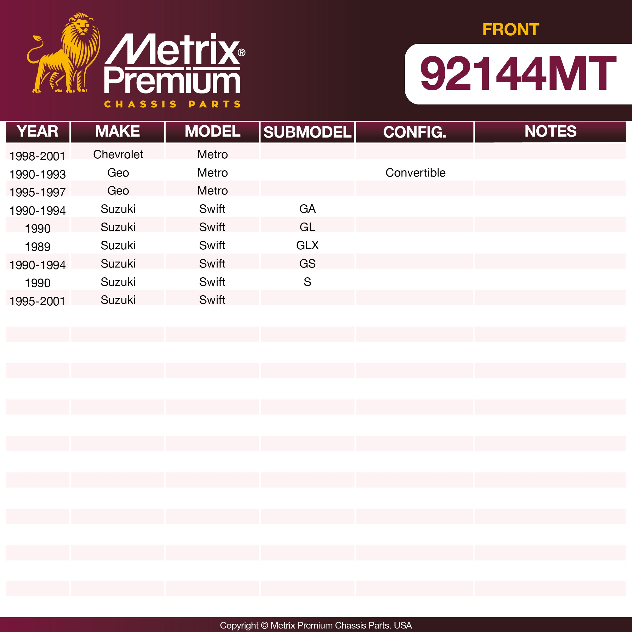 Metrix Premium Chassis Parts <p><strong>WHAT'S IN THE KIT:</strong></p>
<ul>
  <li>2x Front Disc Brake Rotor 56148R</li>
</ul> suspension steering brake parts