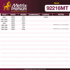 Metrix Premium Rear Disc Brake Rotor Kit 92216MT OEM fit spare parts