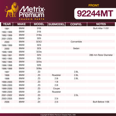 Metrix Premium Front Disc Brake Rotor Kit 92244MT OEM fit spare parts