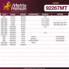 Metrix Premium Front Disc Brake Rotor Kit 92267MT OEM fit spare parts