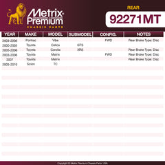 Metrix Premium Rear Disc Brake Rotor Kit 92271MT OEM fit spare parts