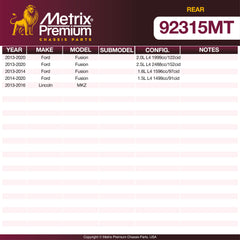 Metrix Premium Rear Disc Brake Rotor Kit 92315MT OEM fit spare parts