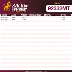 Metrix Premium Front Disc Brake Rotor Kit 92332MT OEM fit spare parts