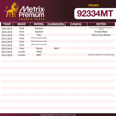 Metrix Premium Front Disc Brake Rotor Kit 92334MT OEM fit spare parts