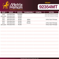Metrix Premium Front Disc Brake Rotor Kit 92354MT OEM fit spare parts