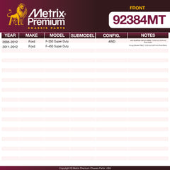 Metrix Premium Front Disc Brake Rotor Kit 92384MT OEM fit spare parts