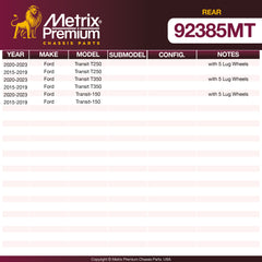 Metrix Premium Rear Disc Brake Rotor Kit 92385MT OEM fit spare parts